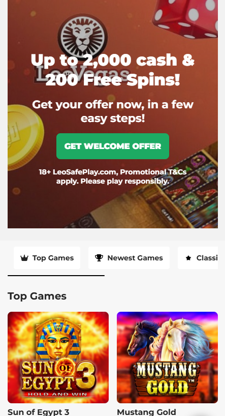 leovegas - Überblick über verfügbare Spiele und Boni